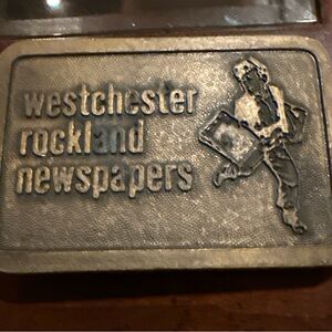Vintage Westchester Rockland Newspapers belt buckle brass